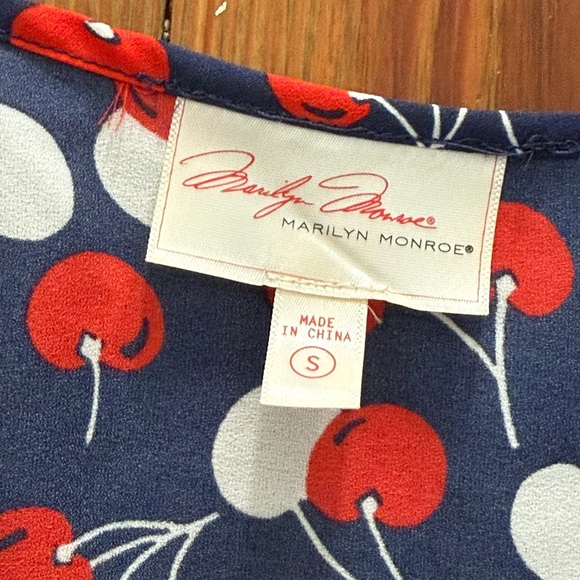 Marilyn Monroe Navy Dress with Red and White Cherry Print - Picture 4 of 8